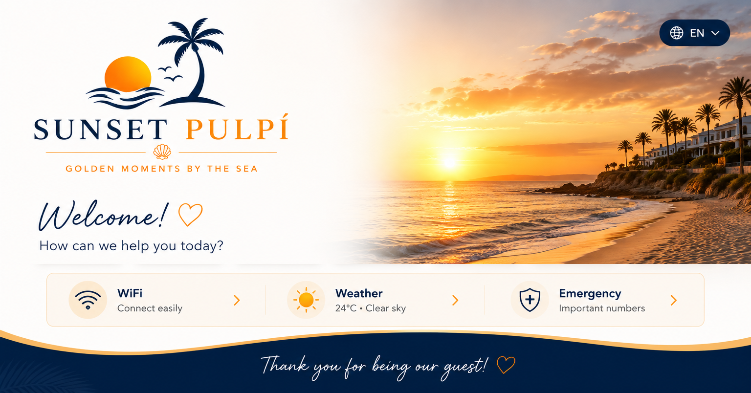 Sunset Pulpí welcome header